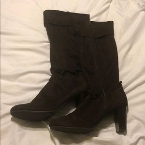 Brown suede knee boots